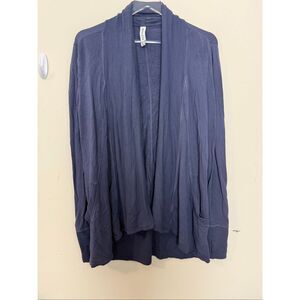 Athleta Pranayama Wrap Cardigan S/777944 Navy Modal Blend Womens XS Cozy Athleis